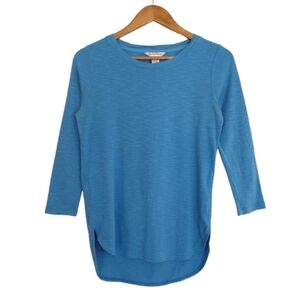 Tommy Bahama Sky Blue Quarter Long Sleeve XS Tee Cotton Crewneck T-shirt Top